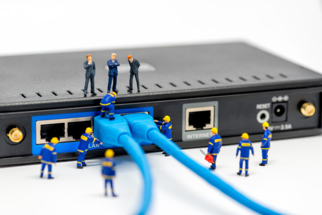 Internet technology and networking concept.